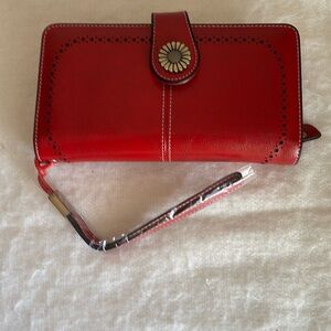 SENDEFN Wristlet Wallet Snap Closure Cards ID Change Bills Burgundy